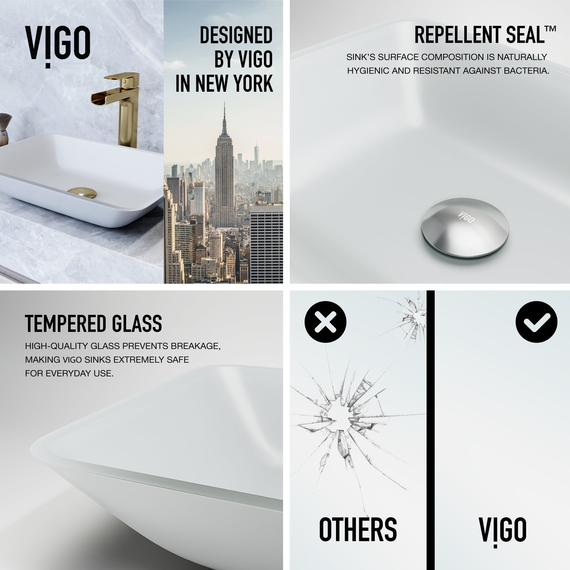 Vigo Vg07114 Sottile 18" L X 13" W X 4" H Rectangular Glass Vessel Bathroom Sink - White