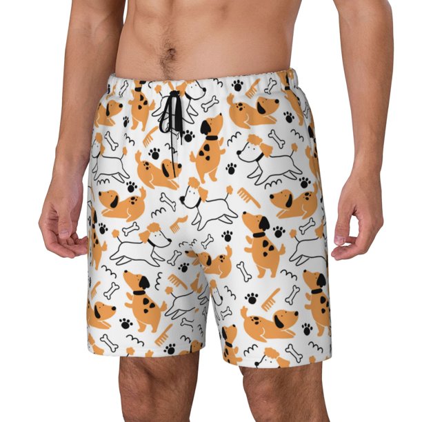 Balery Cute Dog Bañador para hombre, shorts de playa de secado rápido con entrepierna y forro de compresión-Medium