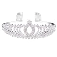 thumbnail image 1 of KAKOWELY Hermosa tiara para novia, dama de honor, fiesta de boda, corona con brillantes cristales y diamantes de imitación (plateada), 1 of 5