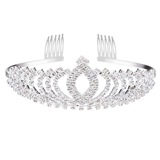 KAKOWELY Hermosa tiara para novia, dama de honor, fiesta de boda, corona con brillantes cristales y diamantes de imitación (plateada)