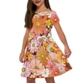 thumbnail image 2 of Binienty Boho Girls Dresses Short Sleeve Comfy Soft Hippie Floral Casual Dress Teen Lightweight Swing Sundress with Pockets Kids Summer Outfits, 2 of 6