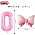 thumbnail image 2 of 40 inch Number 0 Balloon with Bow Pink Happy Birthday Jumbo Aluminum Film Number Balloon for Girls Daughter Birthday Decorations Party Supplies (Number 0), 2 of 9