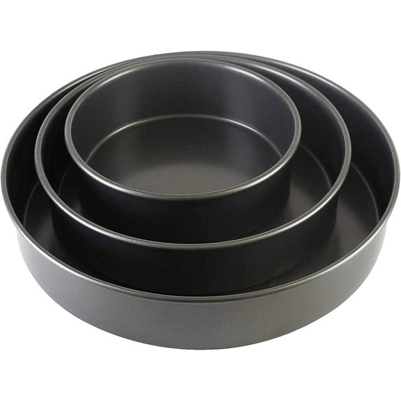 Professional 3-Piece Round Cake Pan Set of 6, 8, 10 inch Premium Nonstick Bakeware, Heavy-Weight Carbon Steel for Even Baking, Perfect for Layer Cakes