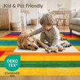 thumbnail image 4 of ODIKA 4'x6' Washable Area Rug Stain Resistant, Low Pile, Easy Care Pride Welcome Design With Bold Rainbow Stripe And Geometric Border for Dorm Room, Small Living, 4 of 7