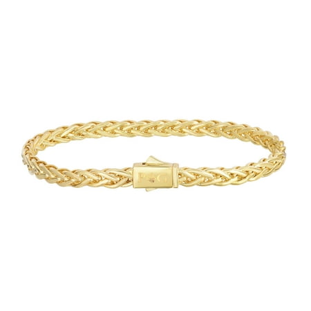 14K Yellow Gold Shiny Fancy Weaved Braided Bracelet, Box Clasp (Best Weave For Box Braids)
