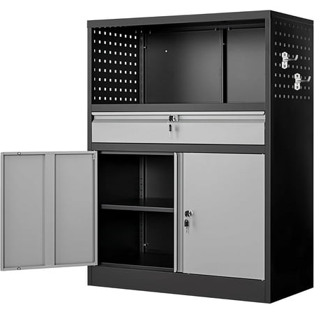 

Metal Storage Cabinet with 2 Doors and 4 Adjustable Shelves 71 Steel Locking Garage Tool Utility Cabinets for Office Home School Kitchen