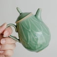 thumbnail image 6 of Creative Relief Lotus Throne Tea Pot Tea Making Kettle Kungfu Tea Set Gifts Yue Kiln Celadon Porcelain Teapot 170ml, 6 of 9