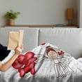 thumbnail image 3 of Wedding Soft Flannel Fleece Throw Blanket, Funny Cartoon Style Newlyweds with Heart Shaped Balloons Dots Happiness, Cozy Plush for Indoor and Outdoor Use, 50" x 70", Red White Black, by Ambesonne, 3 of 5