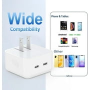 For iPhone 16/15/14/ 13 /12 Fast Charger,35W foldable Dual USB-C Port Compact Power Adapter,Dual Type C Port Cell Phone Wall Charger Block