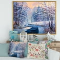 thumbnail image 2 of Designart 'Pastel Winter Forest With River' Lake House Framed Canvas Wall Art Print, 2 of 5