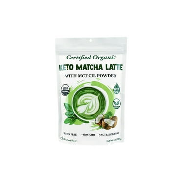 Organic Keto Matcha Latte Powder (8oz/227g), Pure Clean Energy with MCT Oil, by Cherie Sweet Heart