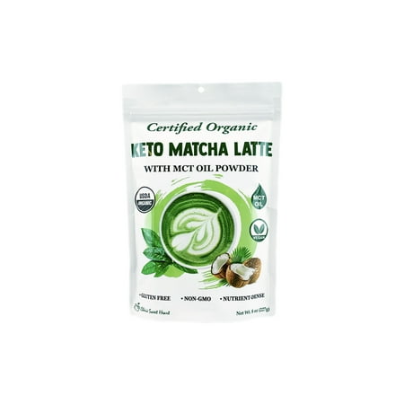 Organic Keto Matcha Latte Powder (8oz/227g), Pure Clean Energy with MCT Oil, by Cherie Sweet Heart