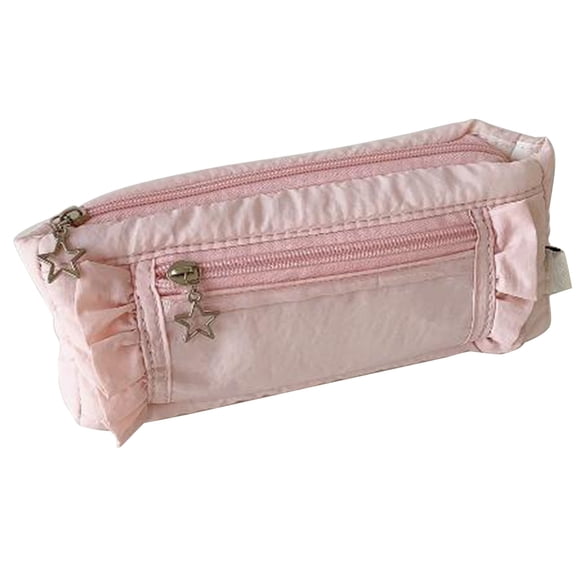 Pink Zippered Pencil & Pen Storage Pouch, 21.3x9.5cm, Multi-Purpose Organizer for Stationery & Supplies (1pc)