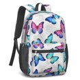 thumbnail image 2 of Butterfly and Rose Blue Pattern 17" School Backpacks for Teens,Waterproof Oxford Fabric,S-Shape Padded Straps for School,Travel,Hiking,Camping, 2 of 6