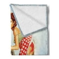 thumbnail image 2 of Pin up Girl Soft Flannel Fleece Blanket, Retro Girl with Polka Dot Patterned Midi Skirt Fixing Classic Red American Car, Cozy Plush for Indoor and Outdoor Use, 50" x 60", Multicolor, by Ambesonne, 2 of 5