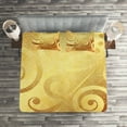 thumbnail image 3 of Ambesonne Modern Quilted Coverlet 3 Pcs, Floral Swirls Leaves, Queen Size, Earth Yellow Brown, 3 of 4