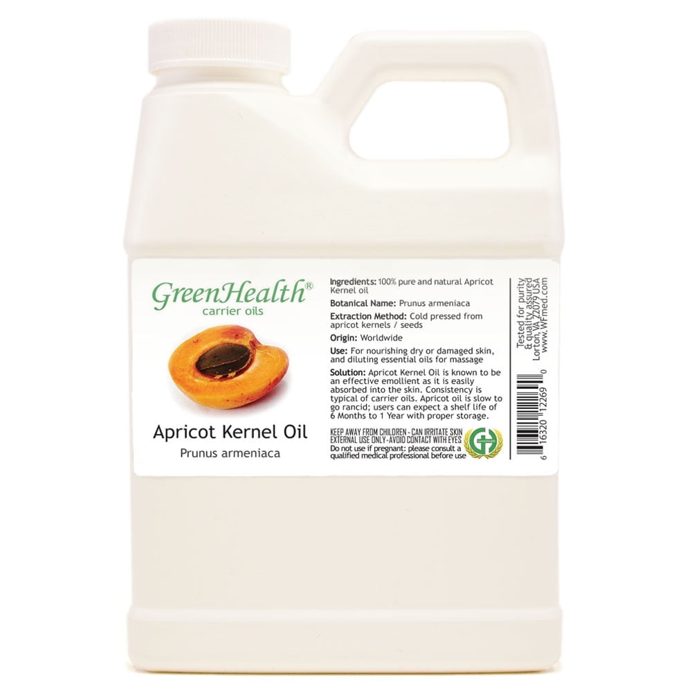 GreenHealth Apricot Kernel Carrier Oil 16 fl oz White Plastic Jug with Cap