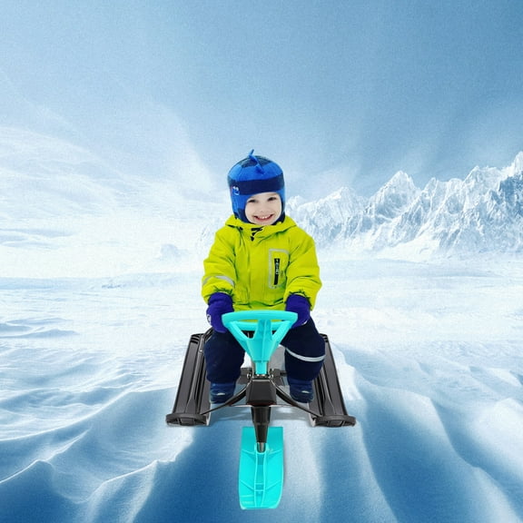 Shzicmy Snow Racer Winter Ski Sled Snow Sled W/ Steering Wheel For Kids Adults Outdoor