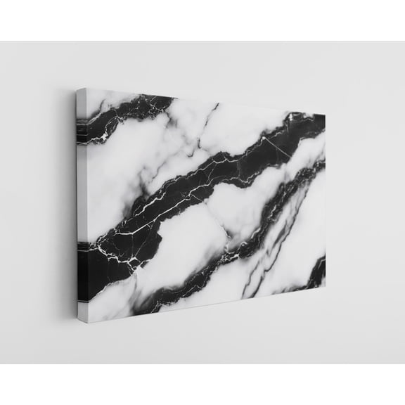Black and White Marble Texture Canvas Wall Art - High-Quality Natural Pattern Print - Handcrafted Luxury Decor - Stylish Wall Art - Gift for Modern Homes
