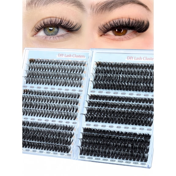 Eyelash Clusters 30D 40D 50D 60D 80D 100D, DIY Curly Wispy Individual Natural Lash Extension for Beginners, 476PCS D, 10-16MM