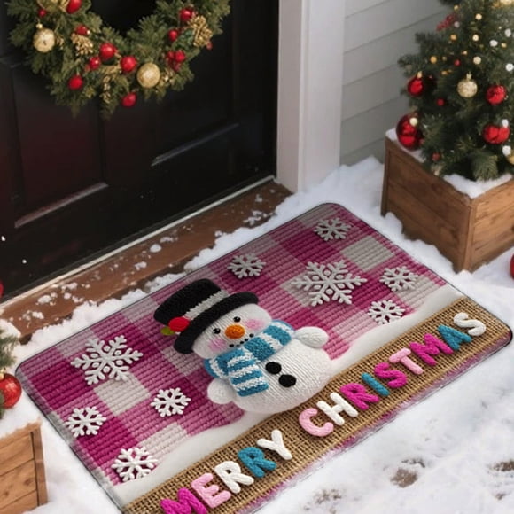 Alfombra Navideña de 80 X 50 Cm, Multicolor, de Poliéster, Suave y Decorativa, Ideal para Entrada, Baño, Cocina, Sala de Estar, Decoración Navideña, Regalo | Antideslizante, Duradera y Lavable.