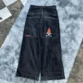 thumbnail image 1 of Lisheng by JNCO Jeans Unisexes Taille Haute Amples avec Motif de dés, Style Rétro de Rue, Bleu, Taille 7, 1 of 7