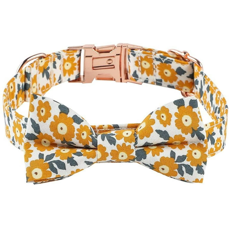 Dog Collar With Flower Bowtie For Girl Dog, Puppy Collar, Floral Patterns Female  Pet Dog Collars With Metal Buckle Adjustable For Small Medium Large Dogs,  Adjustable Cute Puppy Floral Collars, Female Dog