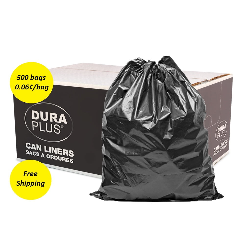 Dura Plus Garbage Bags Extra Strength 20x22" Black LLDPE Regular 200pc/case, Made in Canada