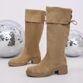 thumbnail image 5 of K-142 Khaki Ladies Fashion Casual Versatile Round Toe Block Heel Knee High Boots Fall Winter Style Comfortable Slouchy Footwear, 5 of 9