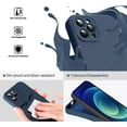 thumbnail image 3 of Liquid Silicone Case for iPhone 12 Pro Max, [Flat Edge Design] [Camera Protection] [Anti Fingerprint] 4 Layers Protect Scratch Proof Anti Drop Microfiber Phone Cover, 6.1", Dark Blue, 3 of 15