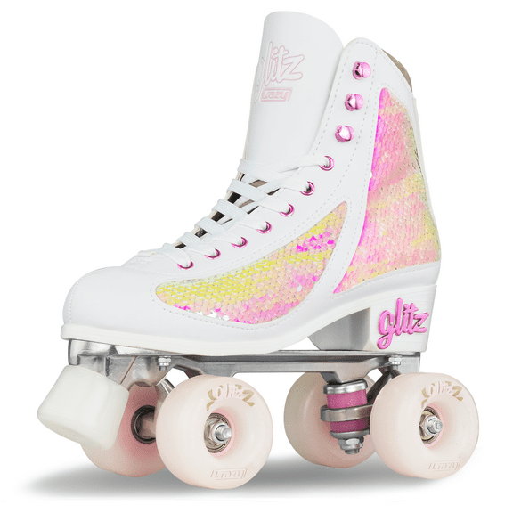 Crazy Skates Glitz Roller Skates | Adjustable or Fixed Sizes | Glitter Sparkle Quad Skates for Women and Girls