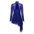 thumbnail image 6 of YUUMIN Women Rhinestone Lyrical Dance Dress Irregular Flowy Tulle Skirt Leotard Figure Ice Skating Navy Blue S, 6 of 7