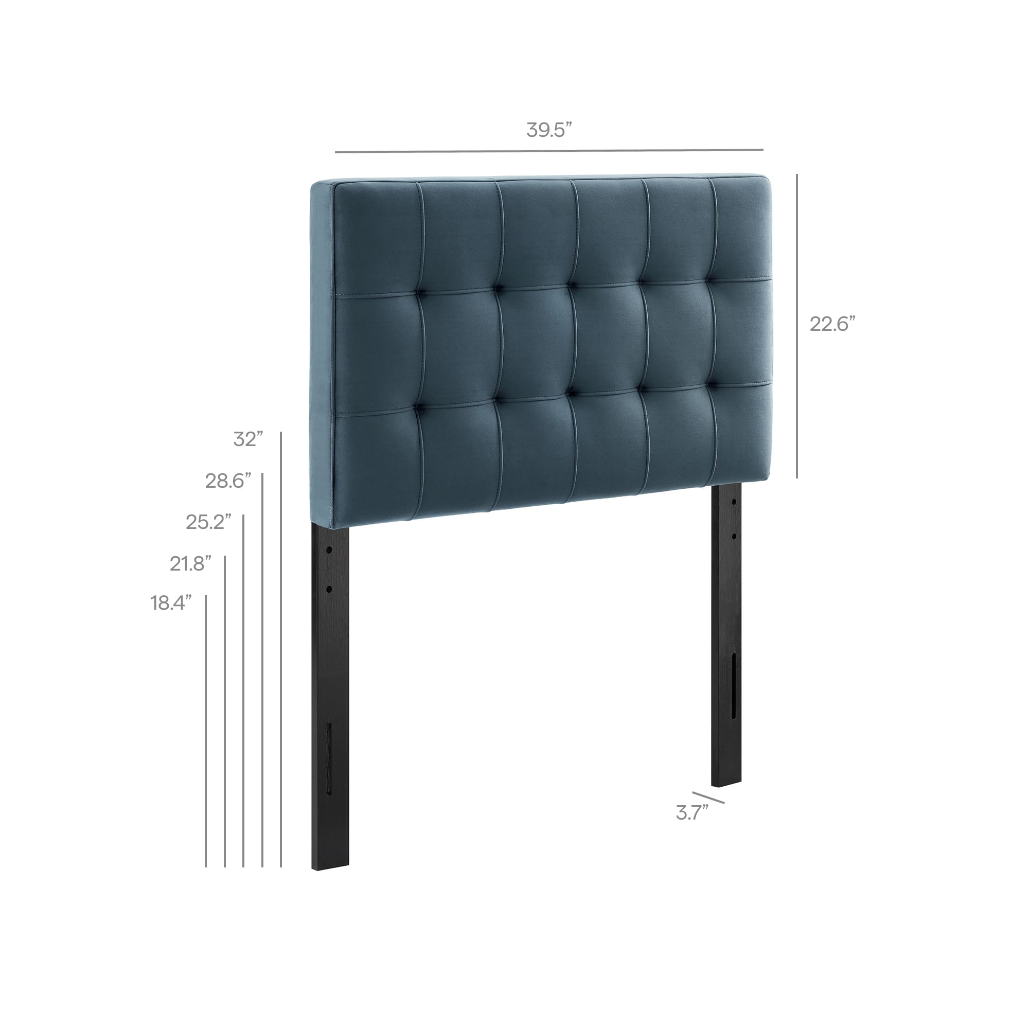 Lily Stain-Resistant Performance Velvet Twin Size Headboard in Cadet Blue
