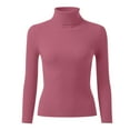 thumbnail image 4 of Sweaters for Women,Long Sleeve Top Solid Color Slim High Collar Knitted Bottoming Shirt,Long Sleeve Shirts for Women,Z01 Watermelon Red,One Size, 4 of 5