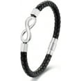thumbnail image 3 of Steel Friendship Infinity Love Knot Number 8 Bracelet, Black Braided Leather Bangle Bracelet for Men Women, 3 of 3