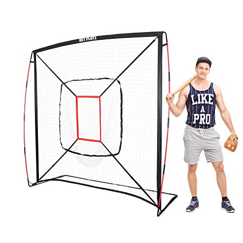NET PLAYZ 7' x 7' Baseball & Softball Practice Hitting & Pitching Net  Similar to Bow Frame, Great for All Skill Levels, Pop up/Easy Fold  up/Fiberglass 