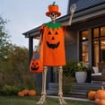 thumbnail image 4 of Halloween Skeleton Costume Set Pumpkin Tunic Hat and Treat Bag Large Skeleton Accessory Outfit for Yard Display Party Use, 4 of 8