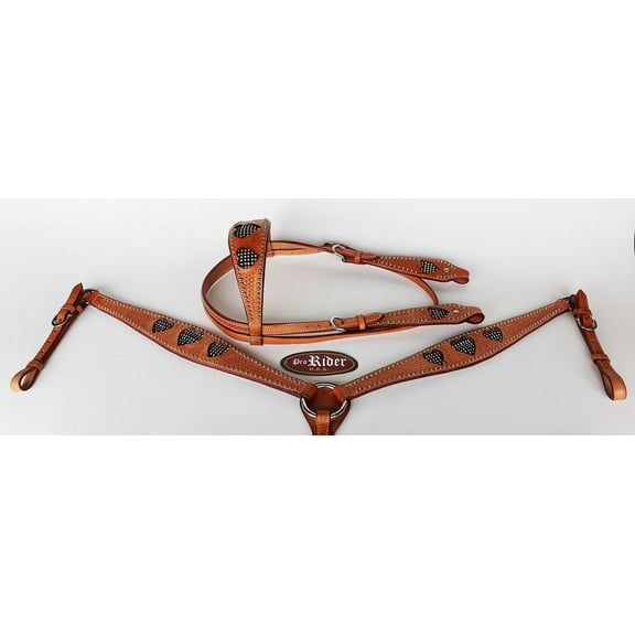 Show Tack Bridle Western Leather Rodeo Headstall Breast Collar 8569