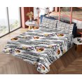 thumbnail image 4 of Ambesonne Emoji Fitted & Top Sheet Set with Shams, Racing Formula Smiling Face, Black White and Mustard, 4 of 5