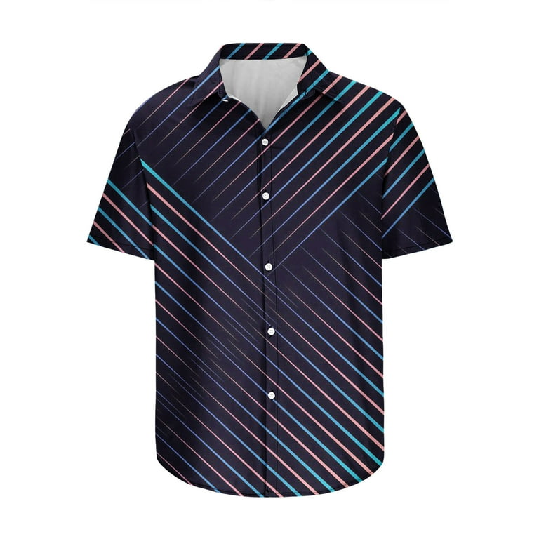 VSSSJ Men's Urban Stylish Business Shirts Casual Button Down Fashion  Geometric Printed Blouses Regular Fit Short Sleeve Lapel Summer Comfy  Breathable