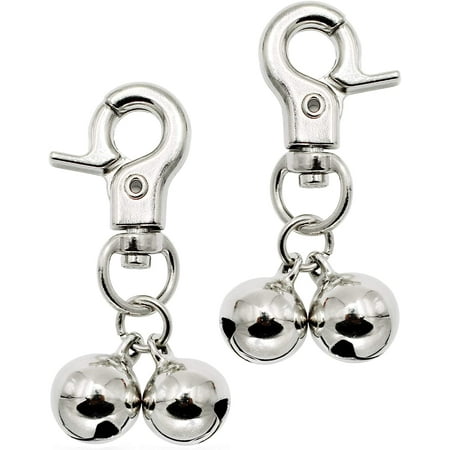 Bells for Dog Collars - 2 Pack Stainless Steel Bell Necklace for Dogs & Cat - Pet Pendant Accessories Training Collar Charm with Heavy Duty Snap Clips Silver Christmas Gift