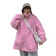 thumbnail image 1 of Women's 2023 Fall Winter Fleece Jackets Full Zipper Long Sleeve Jackets Casual Soft Fuzzy Shaggy Coats Jacket Outerwear White XXXL, 1 of 5