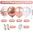 thumbnail image 2 of Rose Gold Confetti Latex Balloons, 50 White Metallic Gold Party Balloons With Rose Gold Ribbon, For Birthday Wedding Anniversary Bridal Party Decoration, 2 of 7