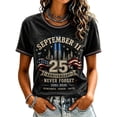 thumbnail image 2 of 9/11 25th Anniversary Shirt Womens WE Will Never Forget Tee Shirts | Lightweight Fabric, V Neck Short Sleeve Tops, American Flag, 2001-2026 25Th Anniversary Tops, Patriotic Honor Tee Shirt Navy,2XL, 2 of 3