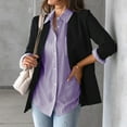 thumbnail image 4 of RYRJJ Womens Button Down Shirts Striped Classic Long Sleeve Collared Office Work Blouses Tops with Pocket(Purple,L), 4 of 8