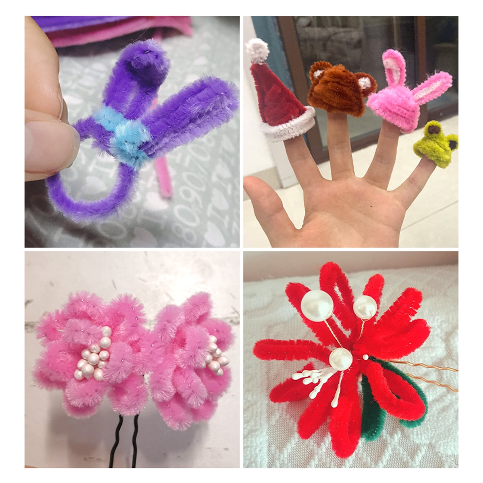 YIFAEUX 200Pcs Colorful Plush Pipe Cleaners Craft Kit Flexible & Bendable Wire Chenille Stems DIY Craft Decoration Making Kit Art Project Craft Projects Supplies for Kids Girls Beginner
