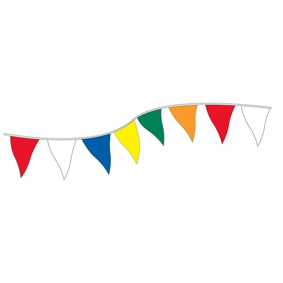 SSWBasics Economy Triangle Pennant - Multi-Colored - 60'L- Bright Fringe Pennant for Car Dealerships Durable Car Dealership Flags with Flag Fringe for Eye-Catching Displays