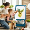 thumbnail image 3 of Gymax Kids' Standing Art Easel Dry-Erase Board Double Sided Chalkboard Navy, 3 of 10