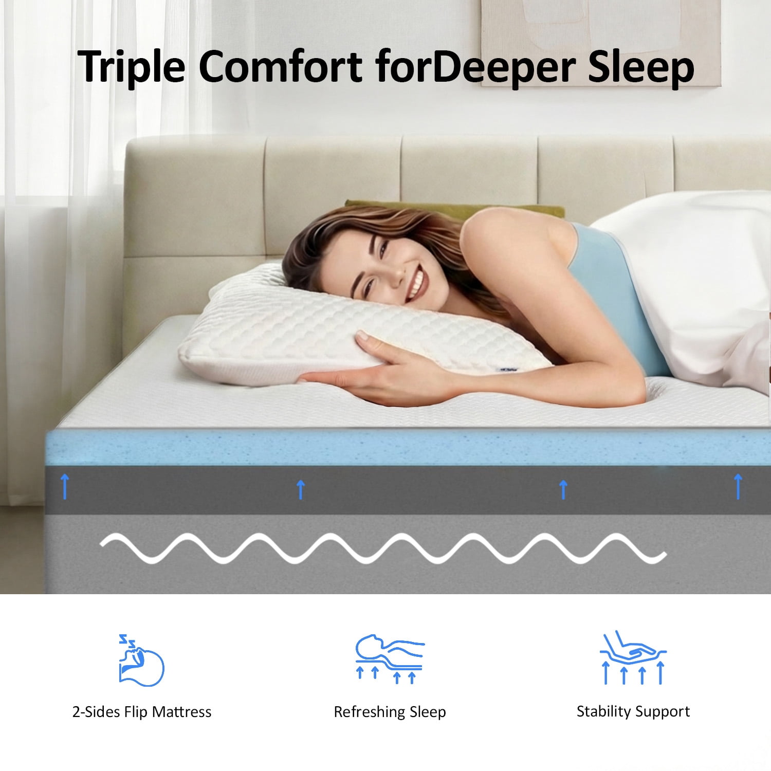 10 Inch King Size Extra Firm Memory Foam Mattress, Tea Gel Infused Foam for Cool Sleep & Pressure Relief, Bed in a Box, CertiPUR-US Certified