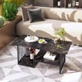 thumbnail image 6 of Coffee Table Black Faux Marble 2 Tiers Large Rectangular Side End Table with Storage Shelf for Coffee Dinning Living Room Apartment Small Stand Modern Design Furniture Wooden for Couch, 6 of 9